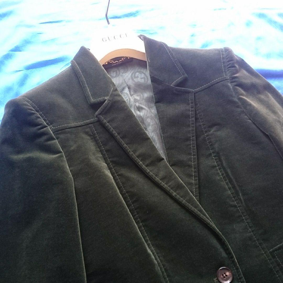大人クール♪正規品グッチGUCCI　テーラードジャケット　グリーン系　４４サイズ