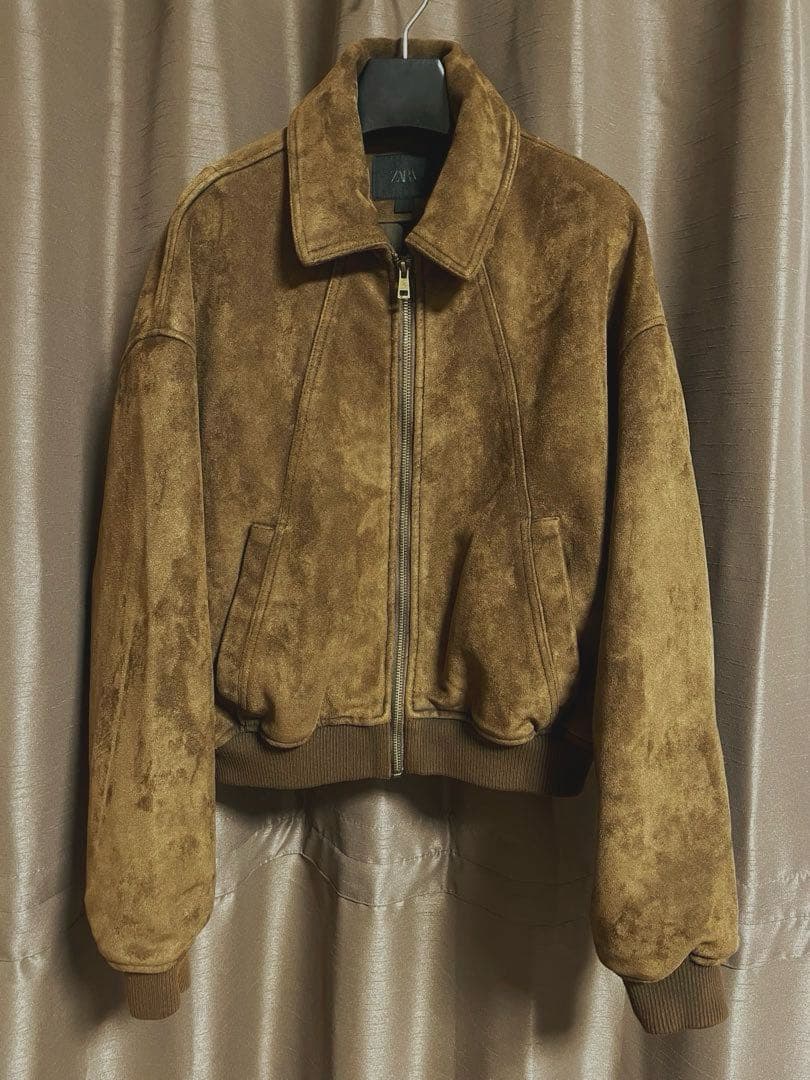 ZARA ザラ　フェイクスエードジャケット　ダークブラウン