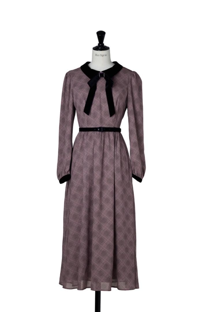 ワンピース Her lip to Bristol Plaid Ribbon Dress