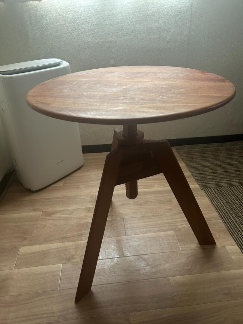 広松木工 木製円形テーブル 高さ調整可能