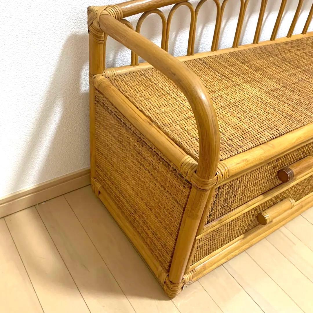 籐　ラタン 製　サイドボードチェスト ヴィンテージ 古家具　横幅108cm
