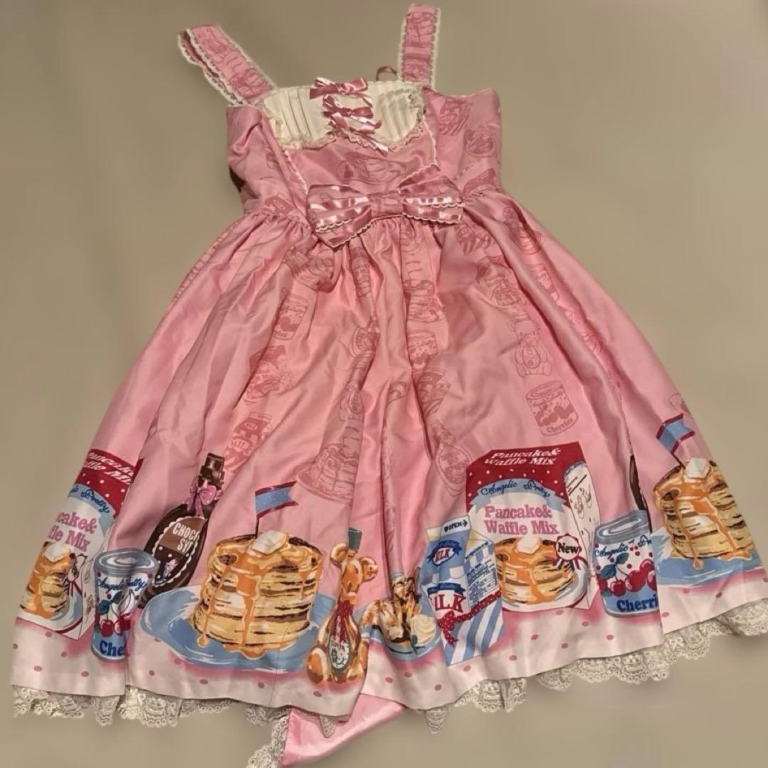 Honey Cake切替ジャンパースカート　カチューシャ　ピンク　セット