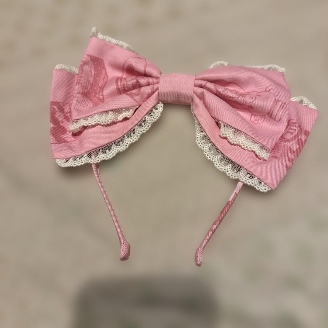 Honey Cake切替ジャンパースカート　カチューシャ　ピンク　セット