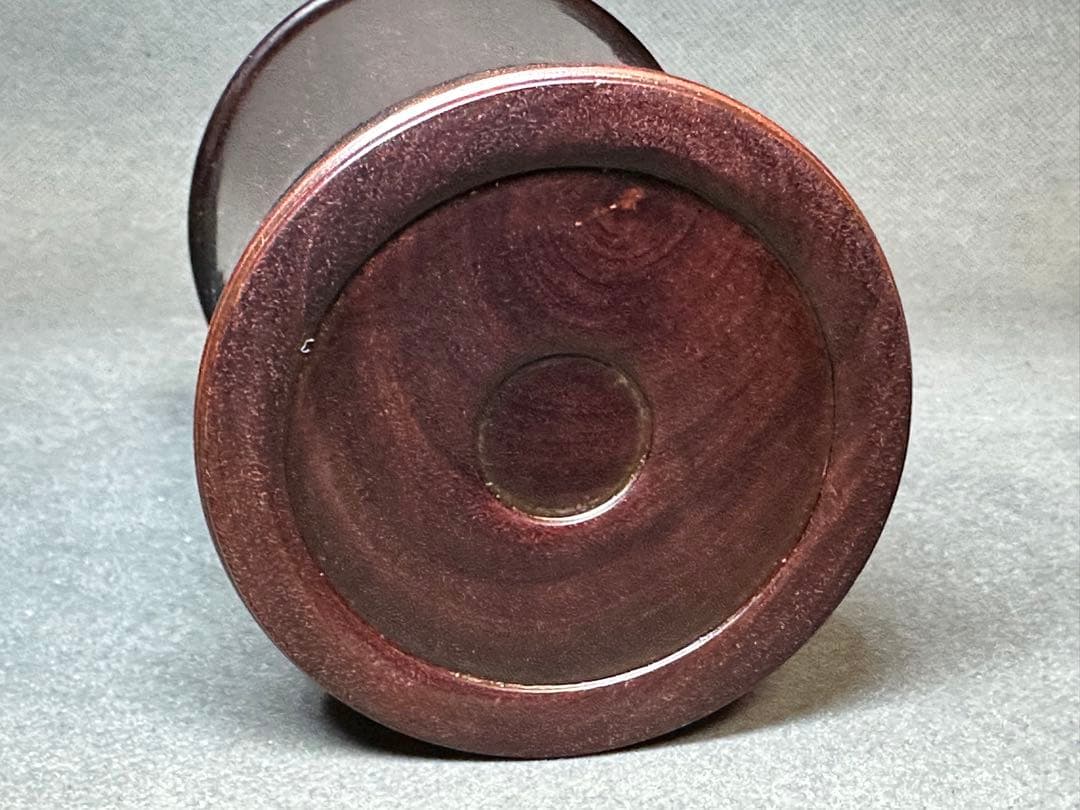 唐木　紫檀　筆筒　ペン立て　木彫り　無垢　　文房具　骨董　木製　置物　骨董