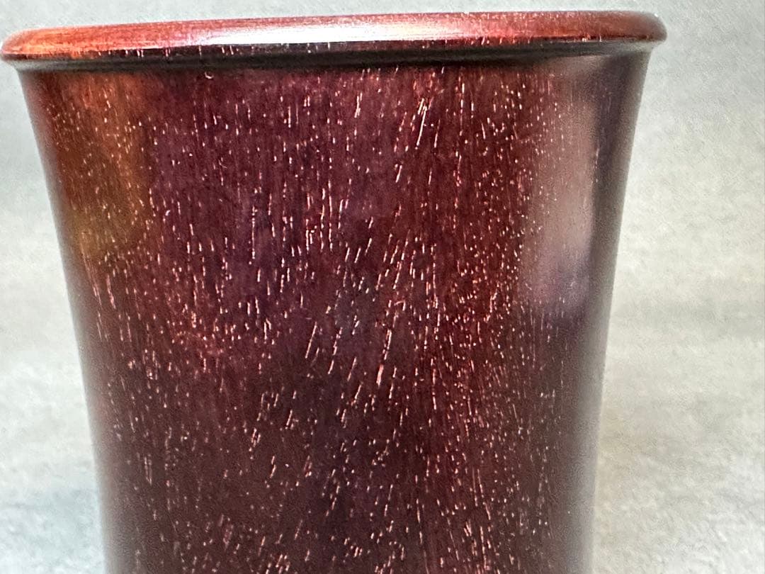 唐木　紫檀　筆筒　ペン立て　木彫り　無垢　　文房具　骨董　木製　置物　骨董