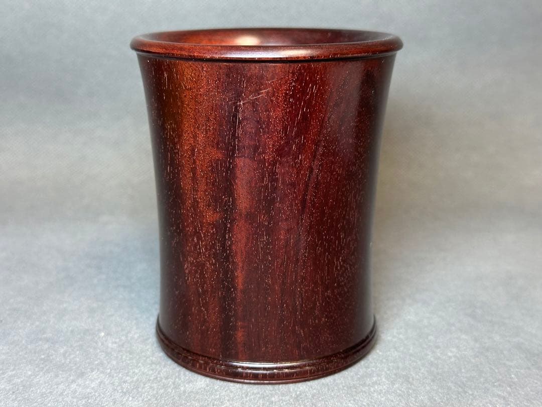 唐木　紫檀　筆筒　ペン立て　木彫り　無垢　　文房具　骨董　木製　置物　骨董