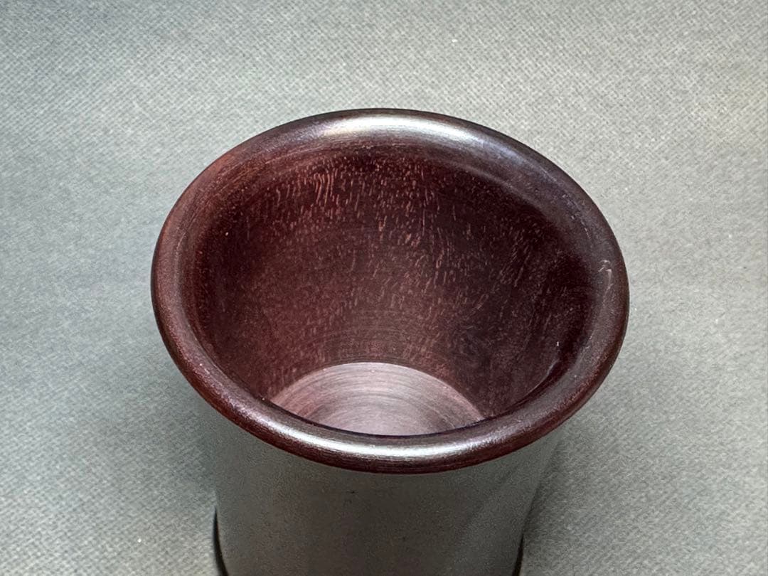 唐木　紫檀　筆筒　ペン立て　木彫り　無垢　　文房具　骨董　木製　置物　骨董