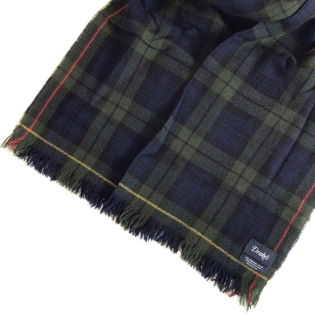 【廃盤希少】Drake’s ネイビーチェックメリノスカーフ アナトミカ 西口修平