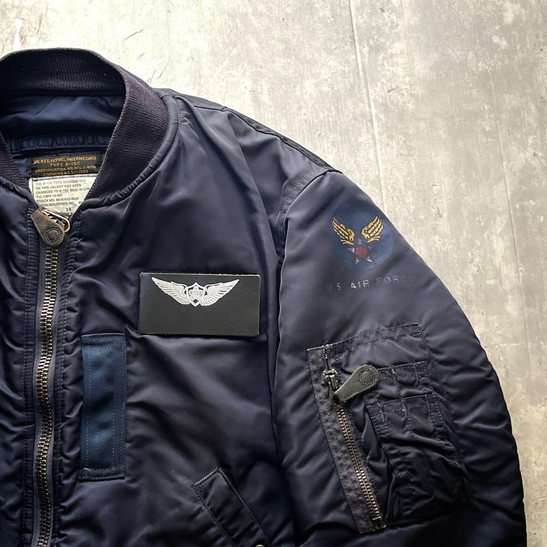 パッチ付き　USA製 アルファインダストリーズ B-15C フライトジャケット
