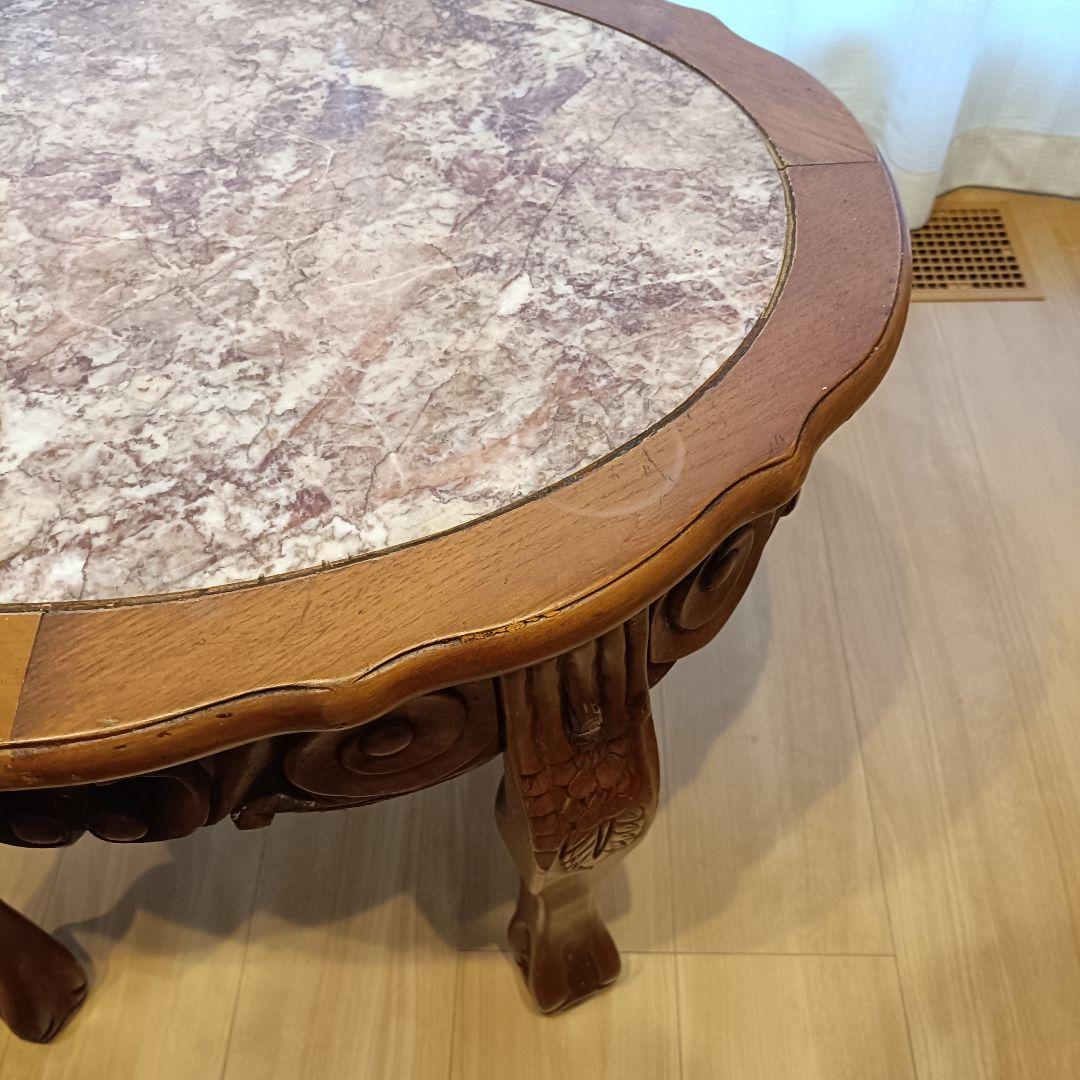 大理石 サイドテーブル 猫脚 アンティーク ヴィンテージ ロココ 飾り 西洋家具