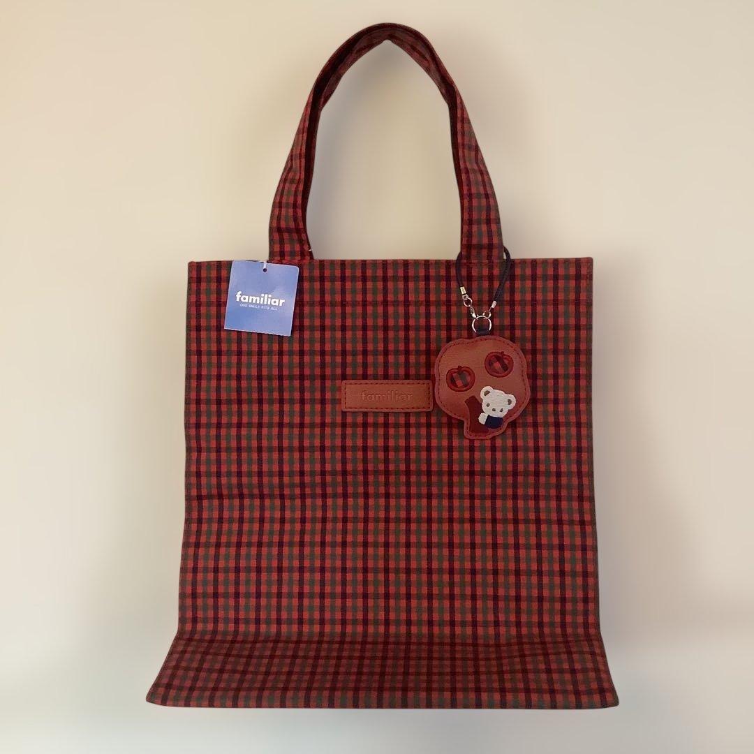【新品タグ付き】　familiar チェック柄トートバッグ