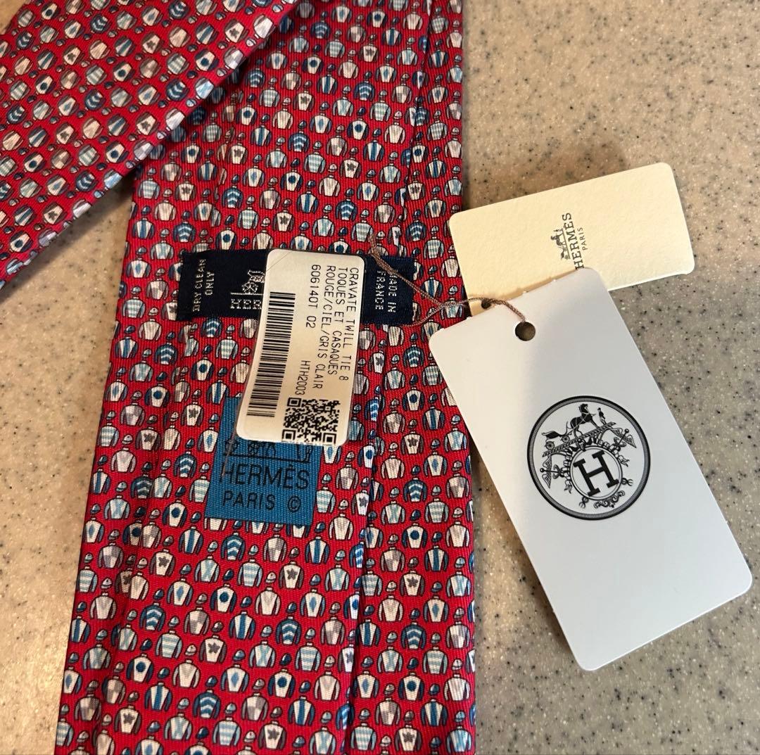 【新品・未使用】HERMES エルメス ネクタイ 箱付き タグ付き　ジョッキー柄