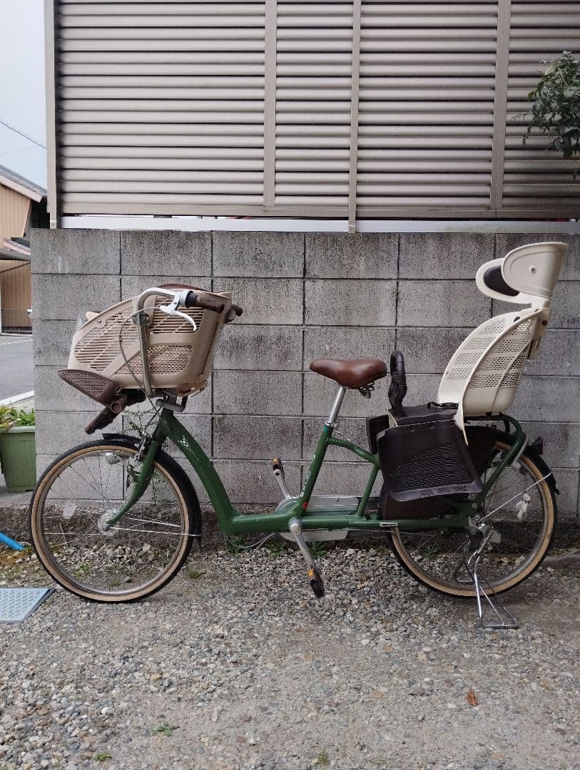 【ブリジストン】緑色シティサイクル チャイルドシート付き 子供乗せ自転車