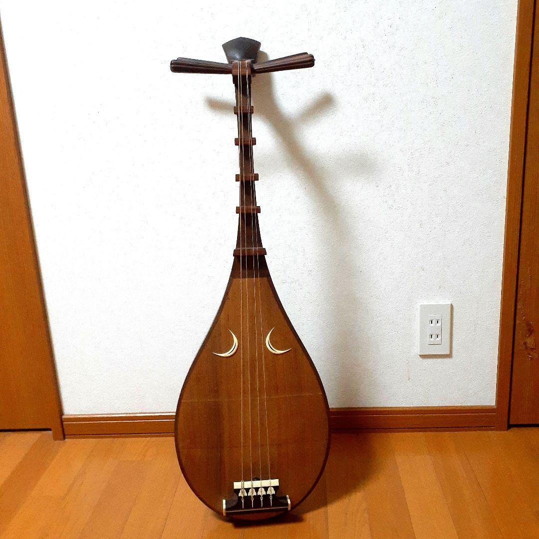 百*花様 筑前琵琶／四弦五柱／撥・大正時代の楽譜？あり／超レア