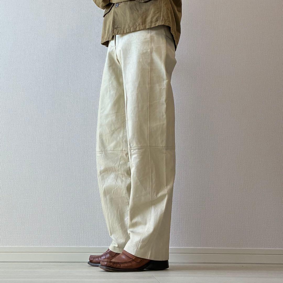 90's ヴィンテージChadwicks レザー ワークパンツ オフホワイト 白