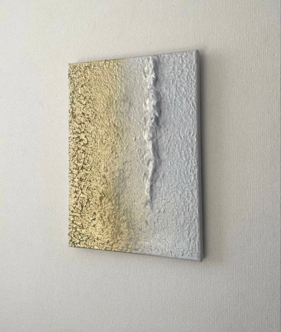 ピカ子｜絵画　テクスチャーアート　現代アート　アートパネル　白　金　モダン