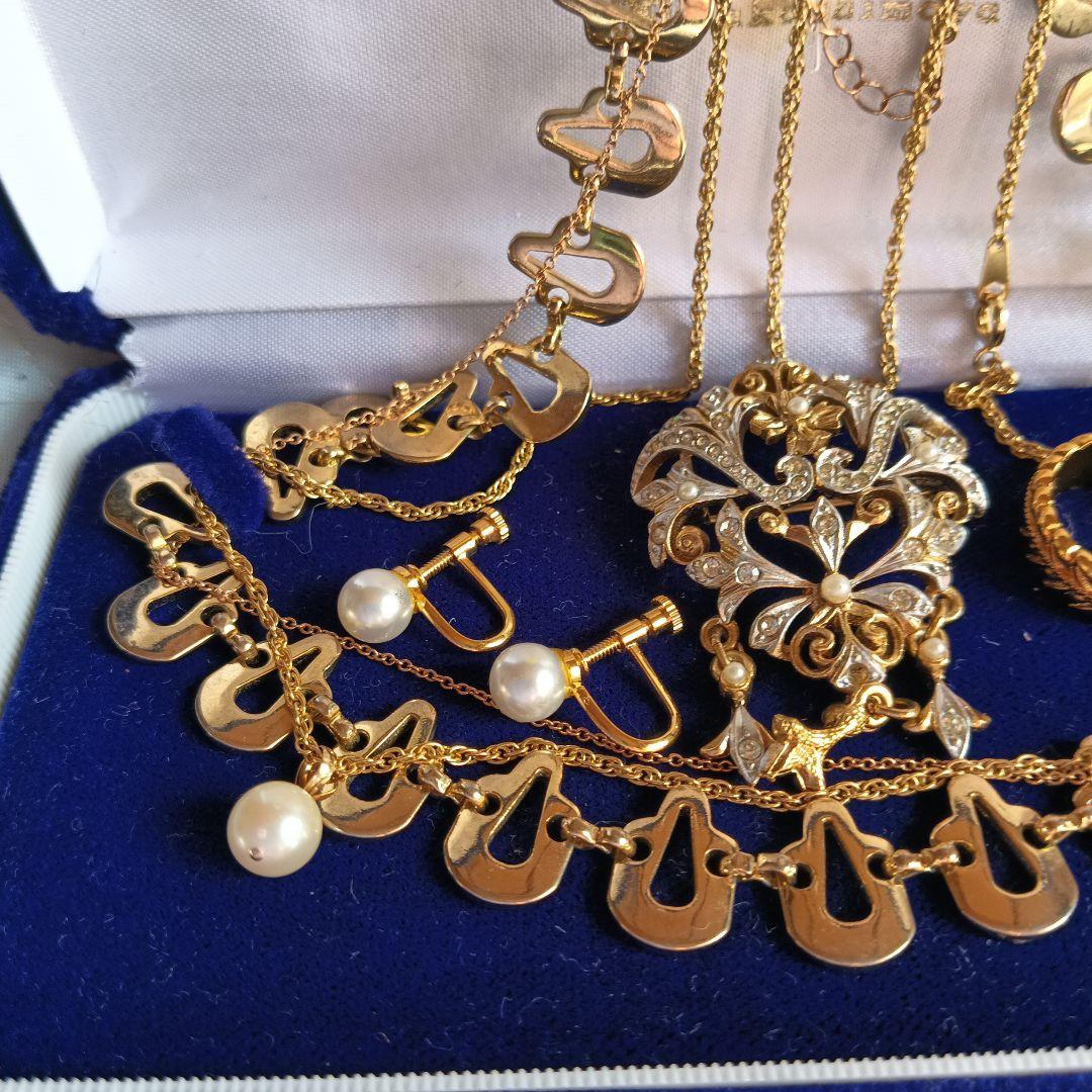 遺品生前整理アクセサリー纏め K18パール、ブルートパース14Kリングプレゼント