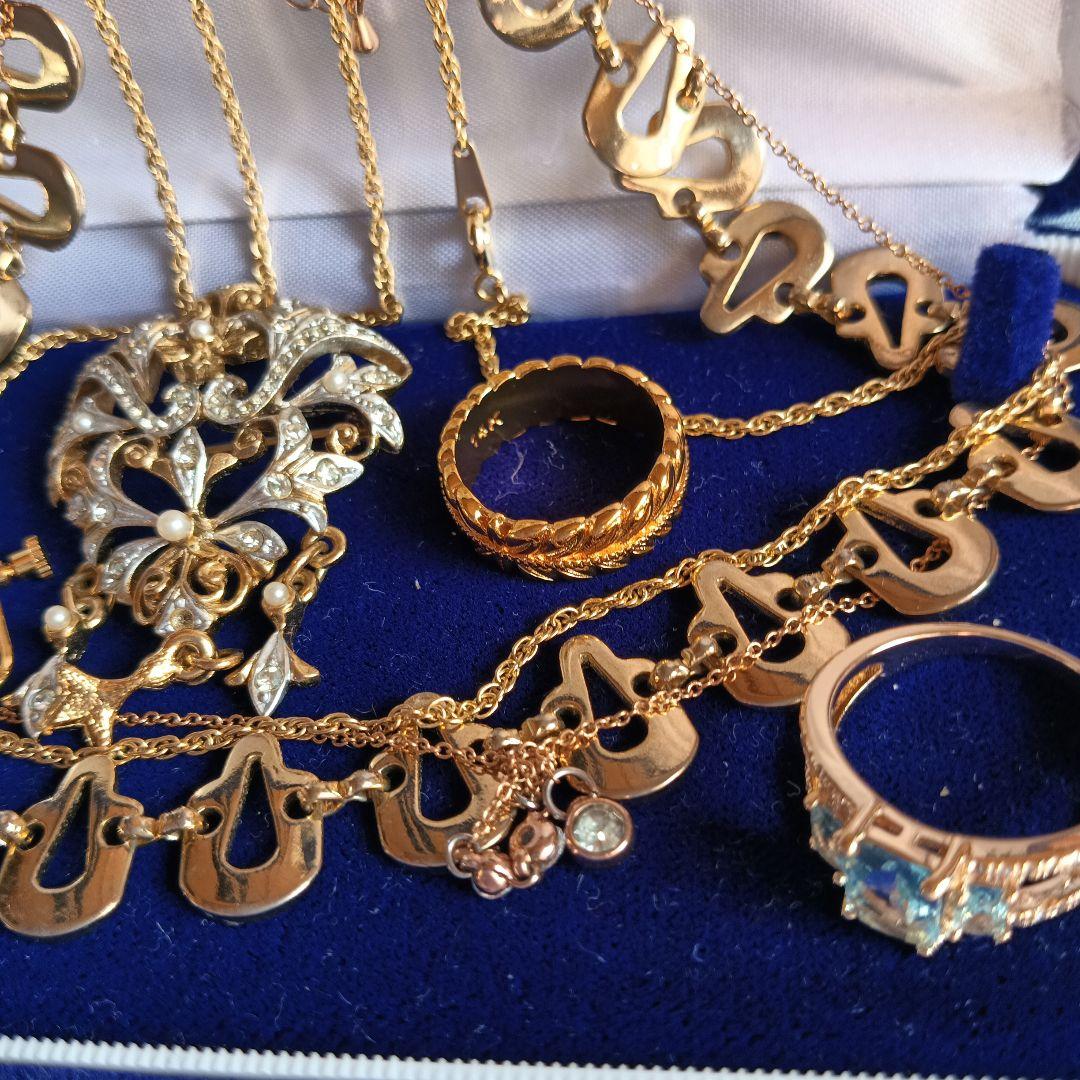 遺品生前整理アクセサリー纏め K18パール、ブルートパース14Kリングプレゼント