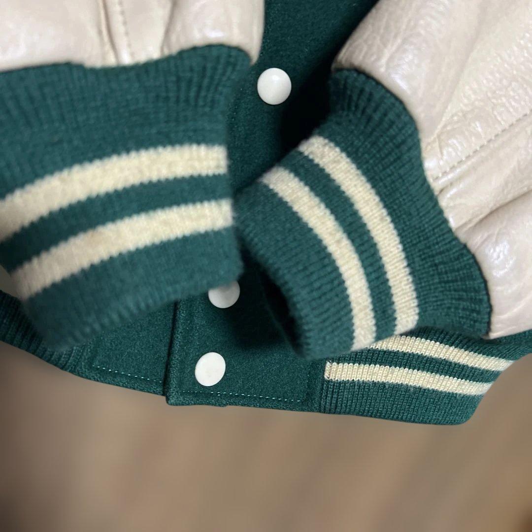 み*り様 VAN JAC スタジアムジャンパー　グリーン　 袖皮　Lサイズ　美品