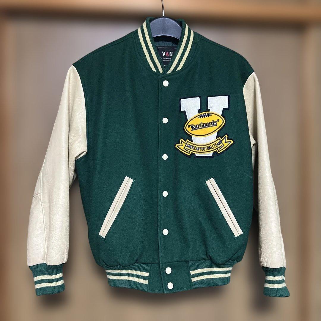 み*り様 VAN JAC スタジアムジャンパー　グリーン　 袖皮　Lサイズ　美品