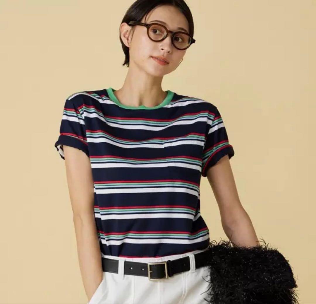 トップス MADISONBLUE STRIPES POCKET TEE