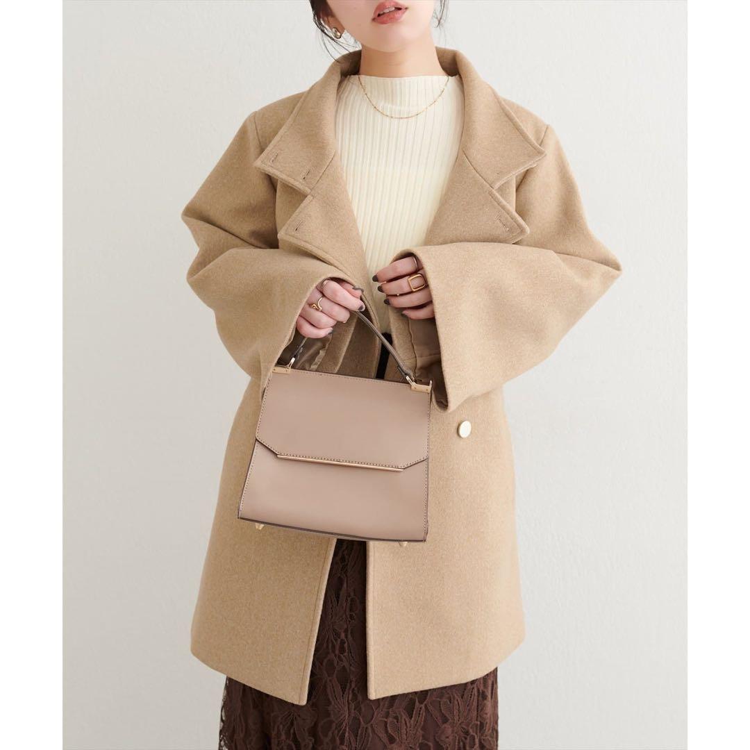 【新品タグ付】ナチュラルクチュール　ako スタンドカラーミドル丈コート