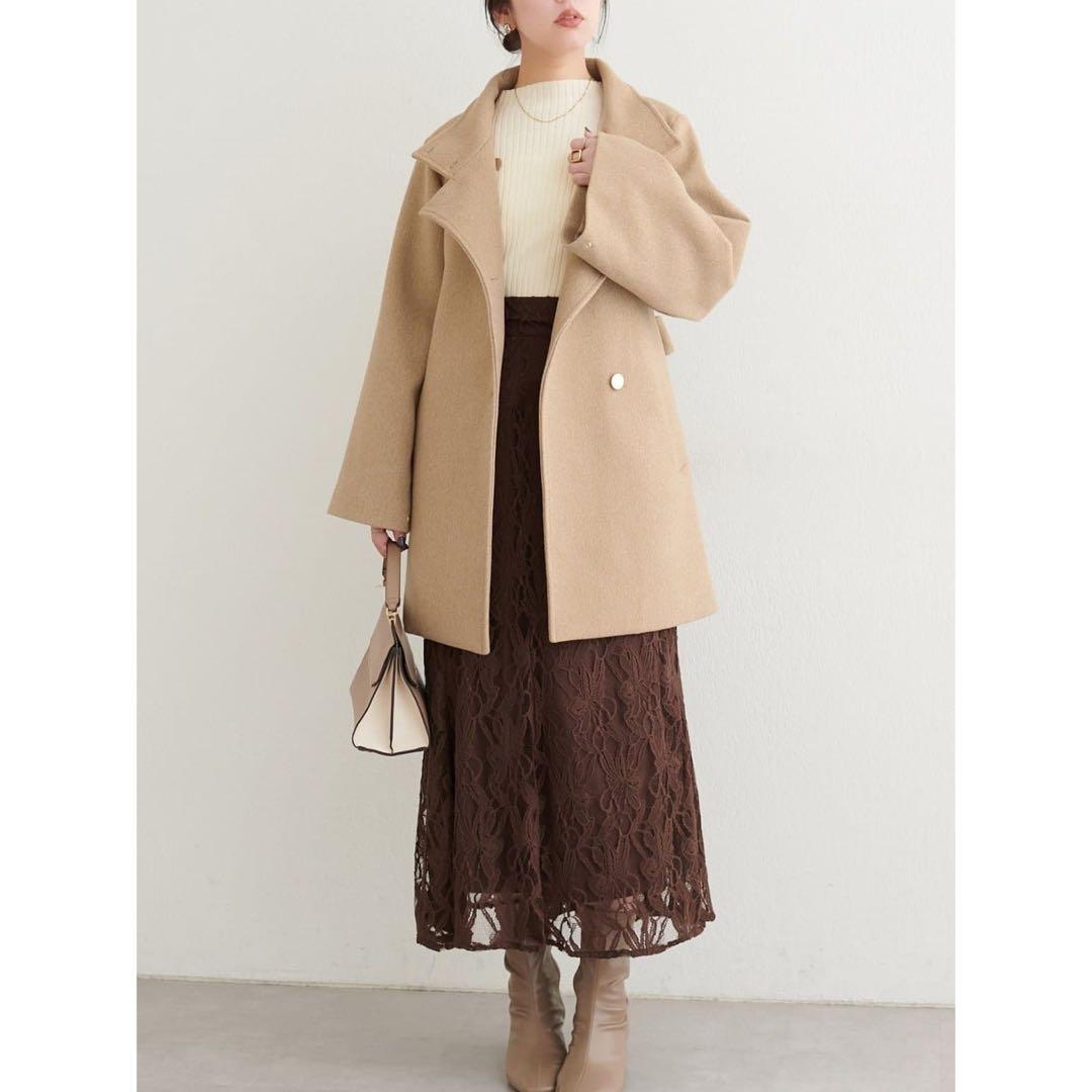 【新品タグ付】ナチュラルクチュール　ako スタンドカラーミドル丈コート