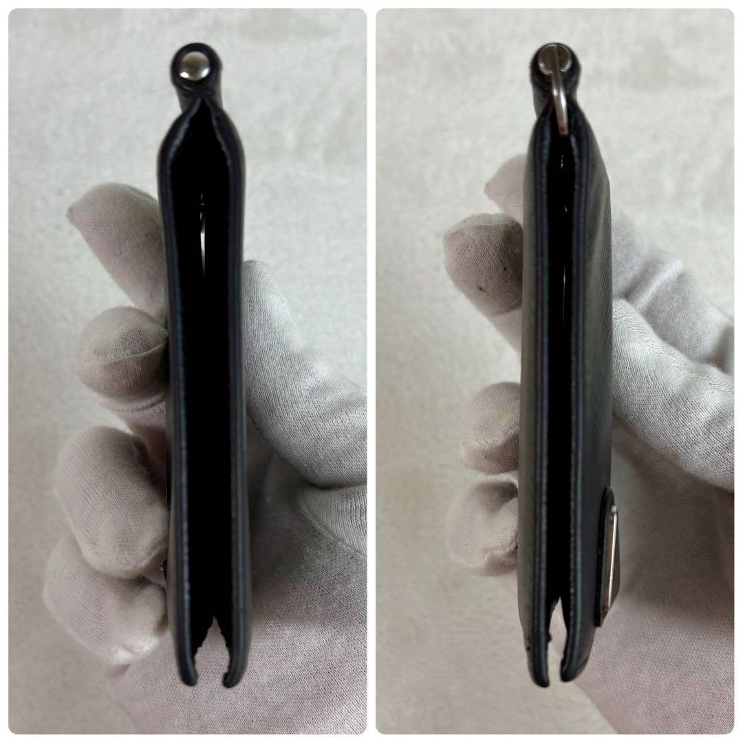 近年モデル　PRADA ブラック サフィアーノレザー マネークリップ　NFC