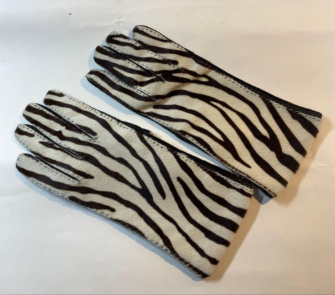 【クリスマス最終SALE】プラダ本革×ハラコゼブラ柄グローブレディース6.5〜7