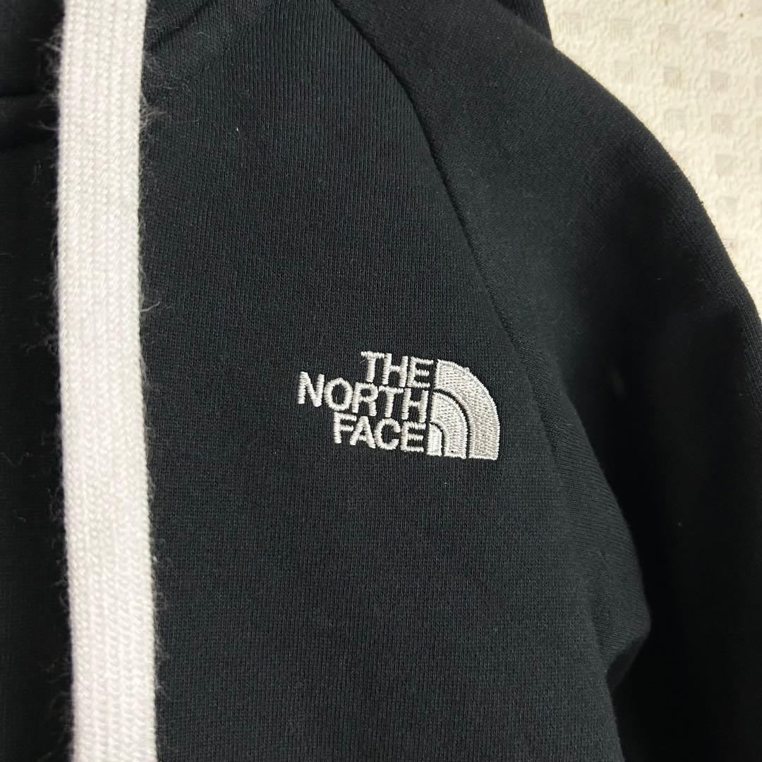 【美品】ノースフェイス フードロゴ パーカー ジップアップ ブラック S
