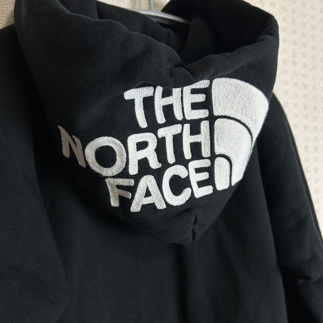 【美品】ノースフェイス フードロゴ パーカー ジップアップ ブラック S
