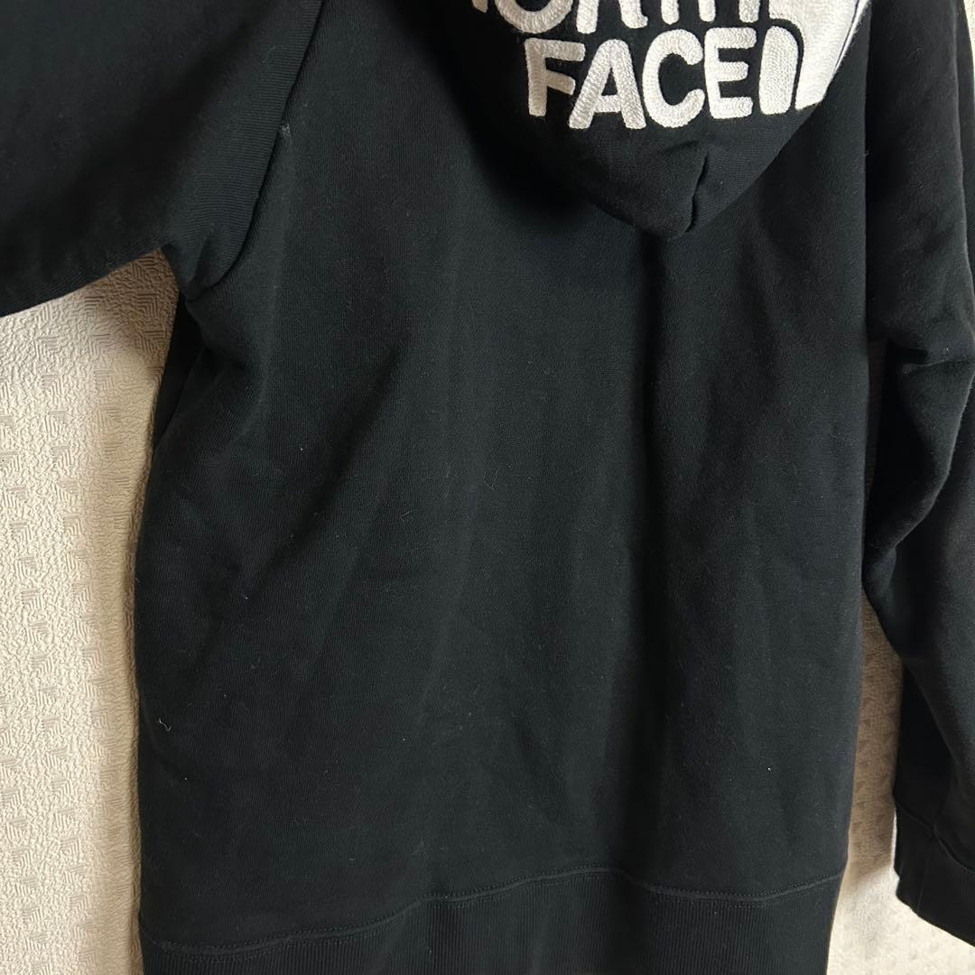 【美品】ノースフェイス フードロゴ パーカー ジップアップ ブラック S