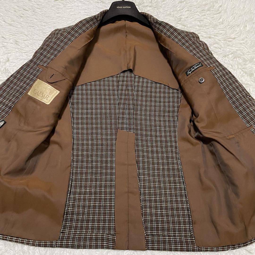 ロロピアーナ ミンクツイードテーラードジャケット チェック柄 ブラウン Mサイズ