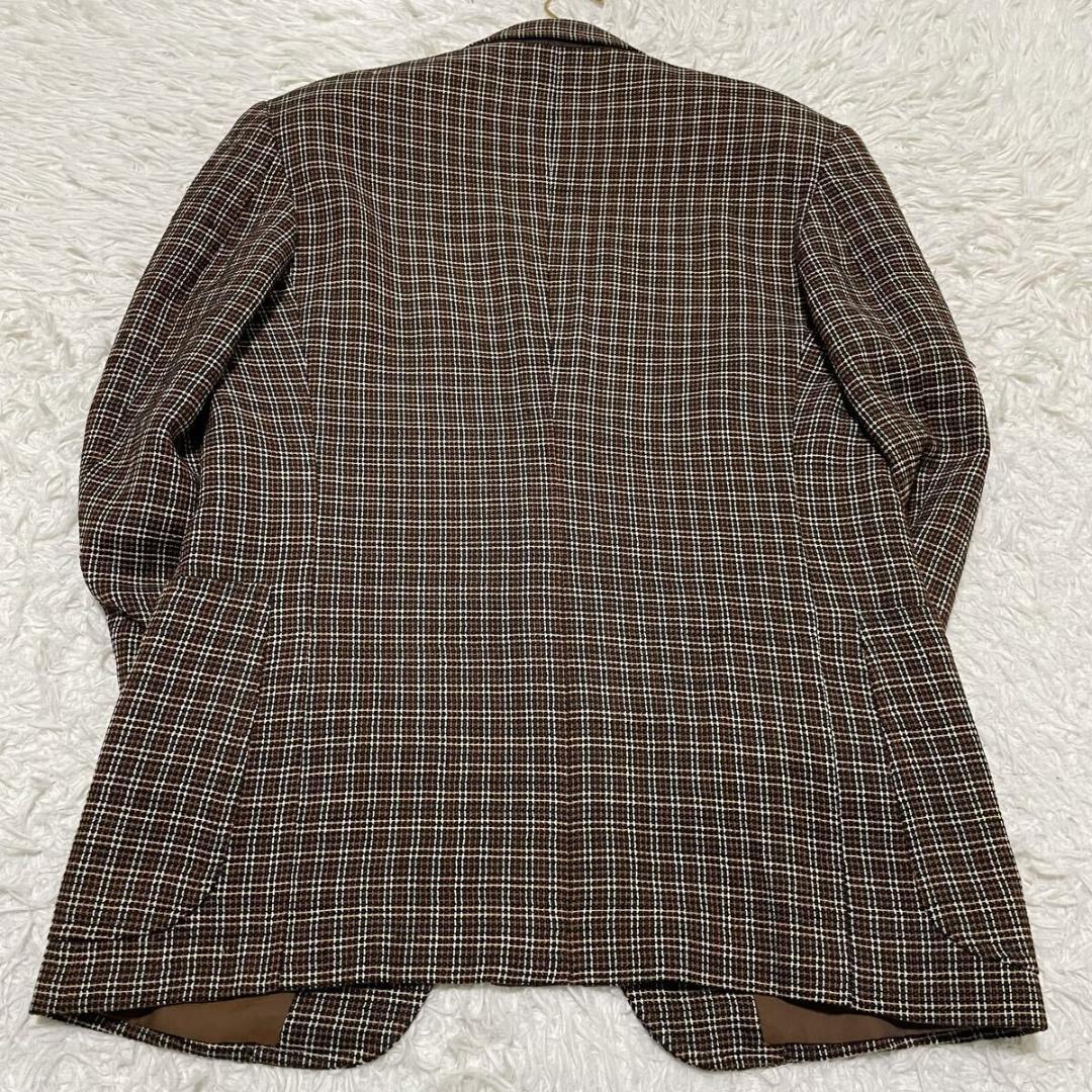 ロロピアーナ ミンクツイードテーラードジャケット チェック柄 ブラウン Mサイズ