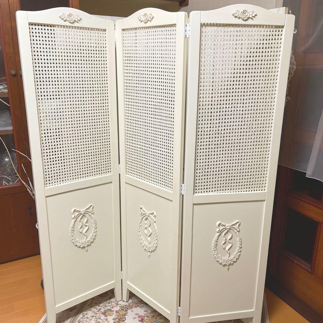 スクリーン　3連　フレンチアンティーク風