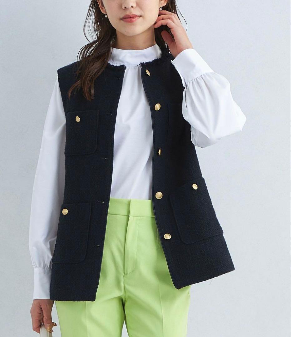 グリーンレーベルリラクシングツイードポケットジレセレモニーオケージョン美品