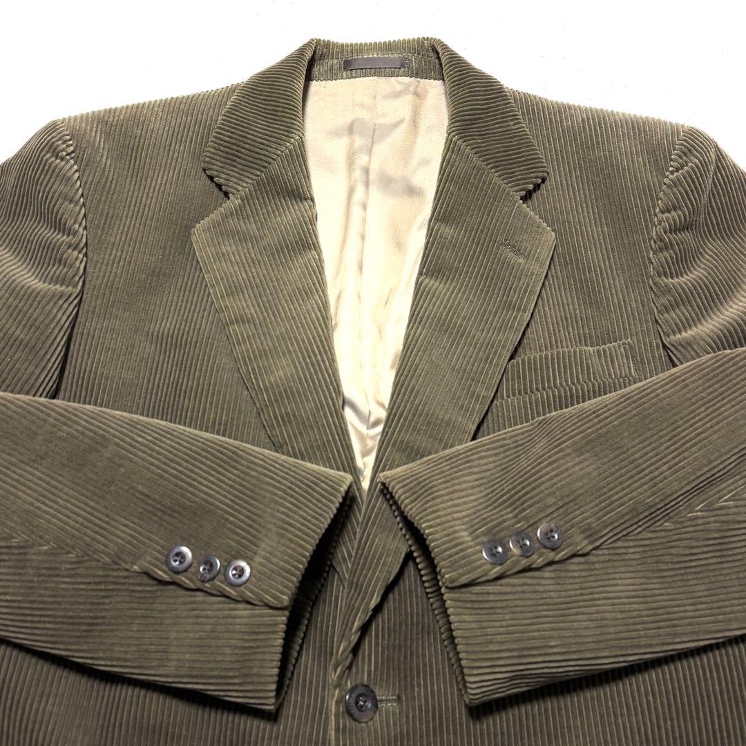 バーバリー 太畝コーデュロイ テーラードジャケット 2B カーキ L