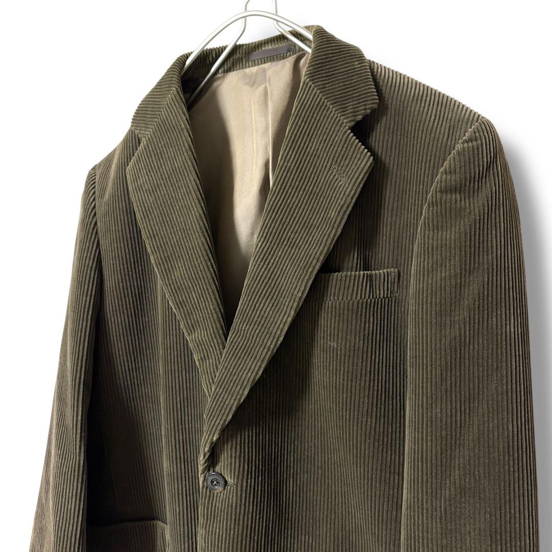 バーバリー 太畝コーデュロイ テーラードジャケット 2B カーキ L
