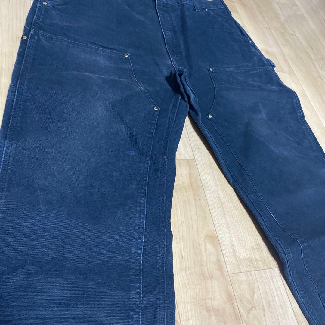 Carhartt ダーク デニムワークパンツ　カーゴパンツ　補強膝付き