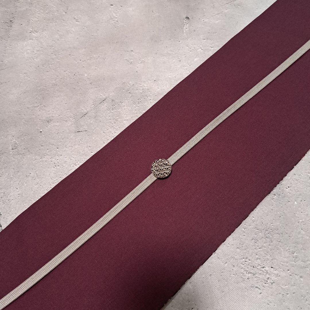 半幅帯　長尺ウィリアムモリス　いちご泥棒　モノトーン×国産コットンリネン　葡萄色