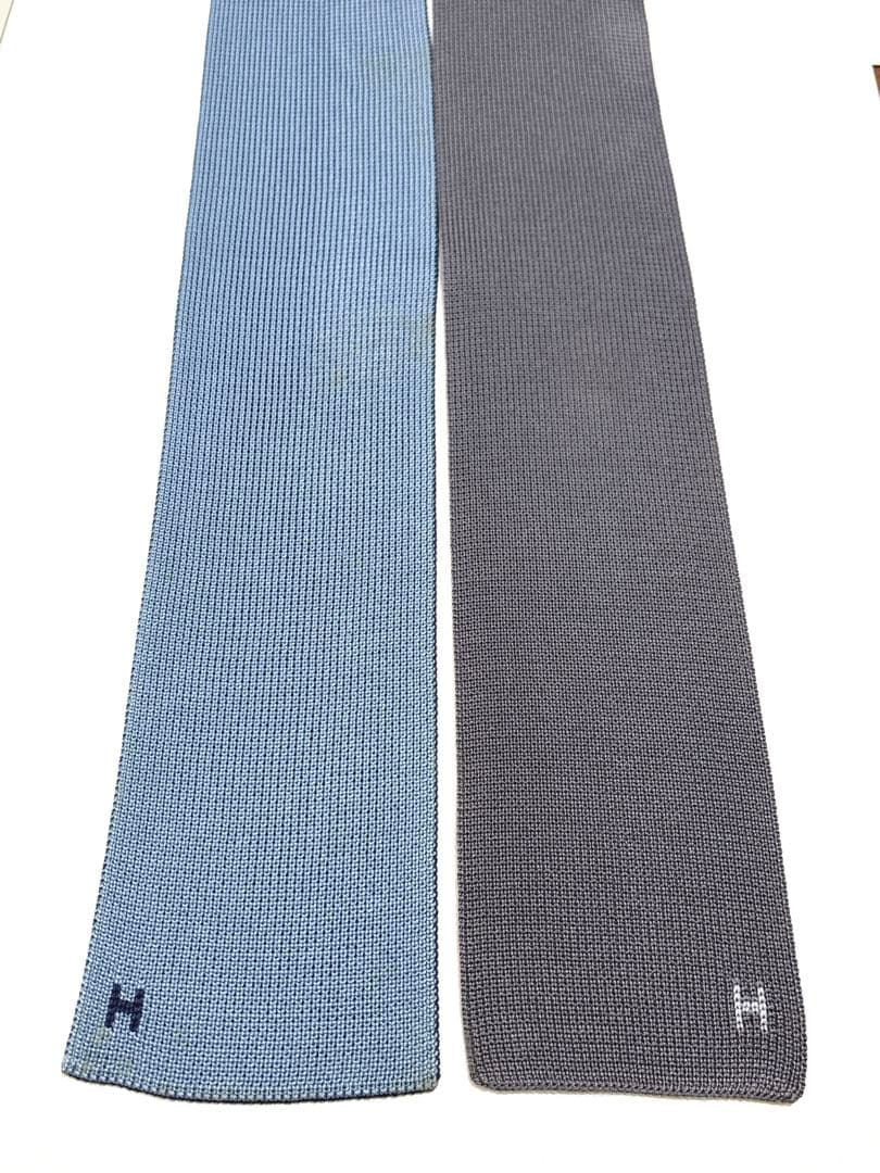 エルメス ネクタイ ニットタイ シルク Hロゴ 4way 無地 ソリッド