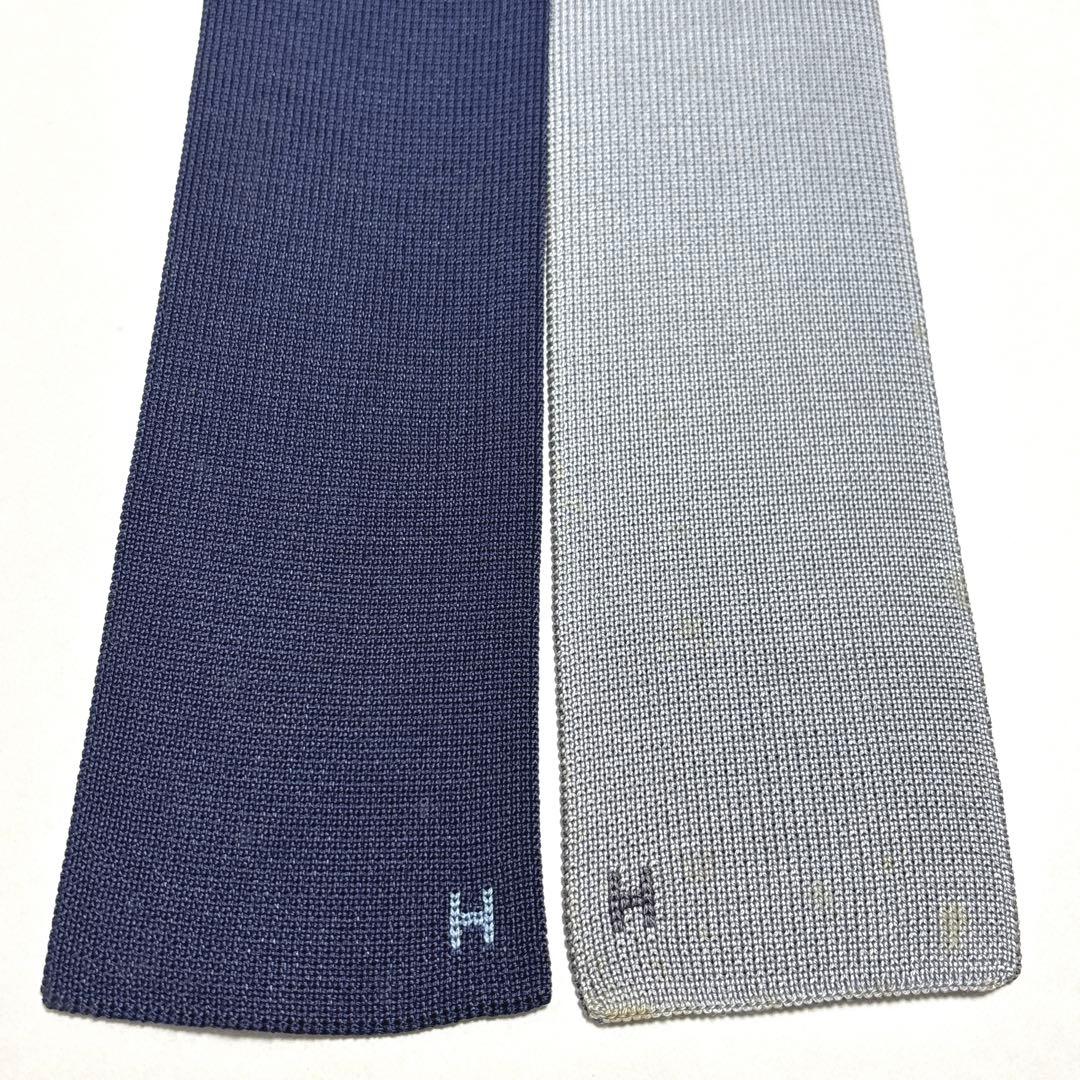 エルメス ネクタイ ニットタイ シルク Hロゴ 4way 無地 ソリッド