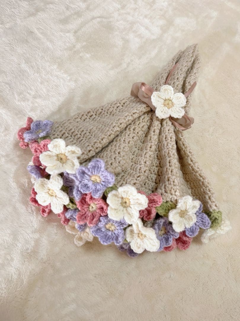 [sachiページ]ブーケブランケット(アイボリー) フラワーブランケット