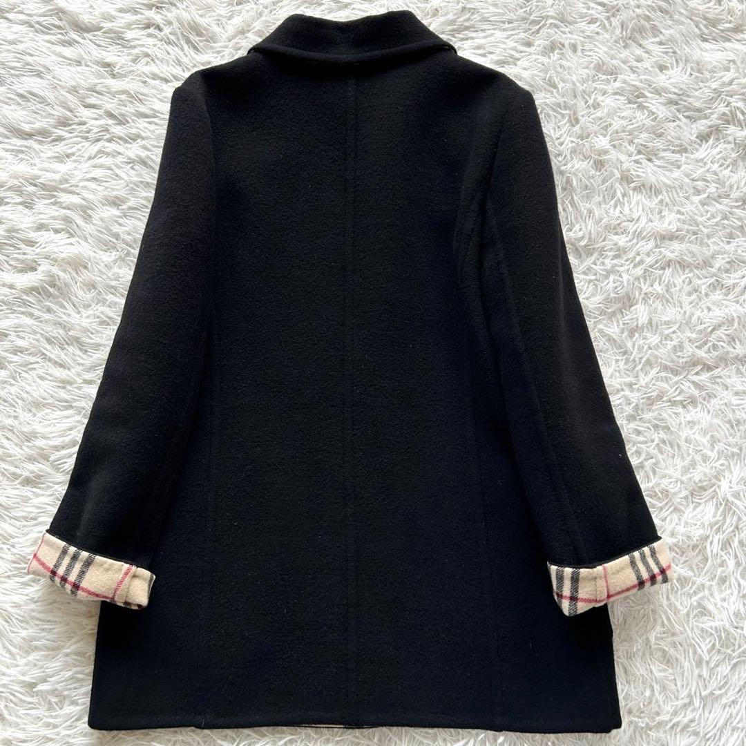 【美品】バーバリーロンドン　ダブルフェイス　ウールコート　カシミヤ混　黒　M相当