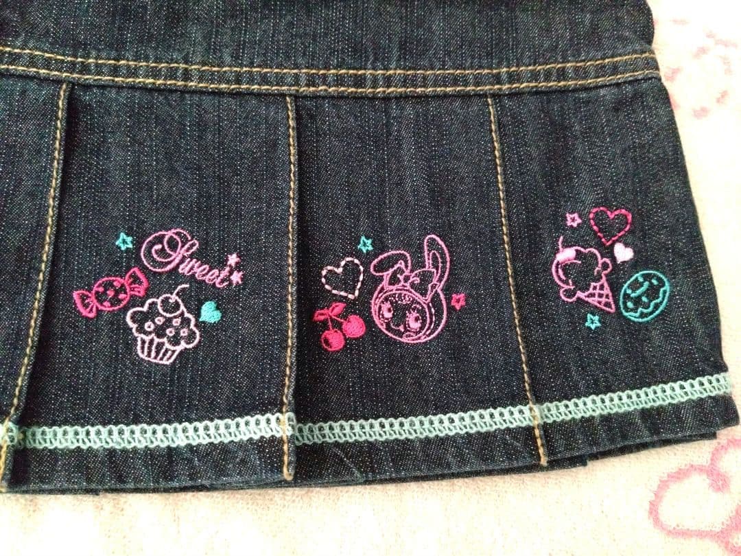 Mezzo Piano ベリエちゃんデニム刺繍スカート M150cm 未着用