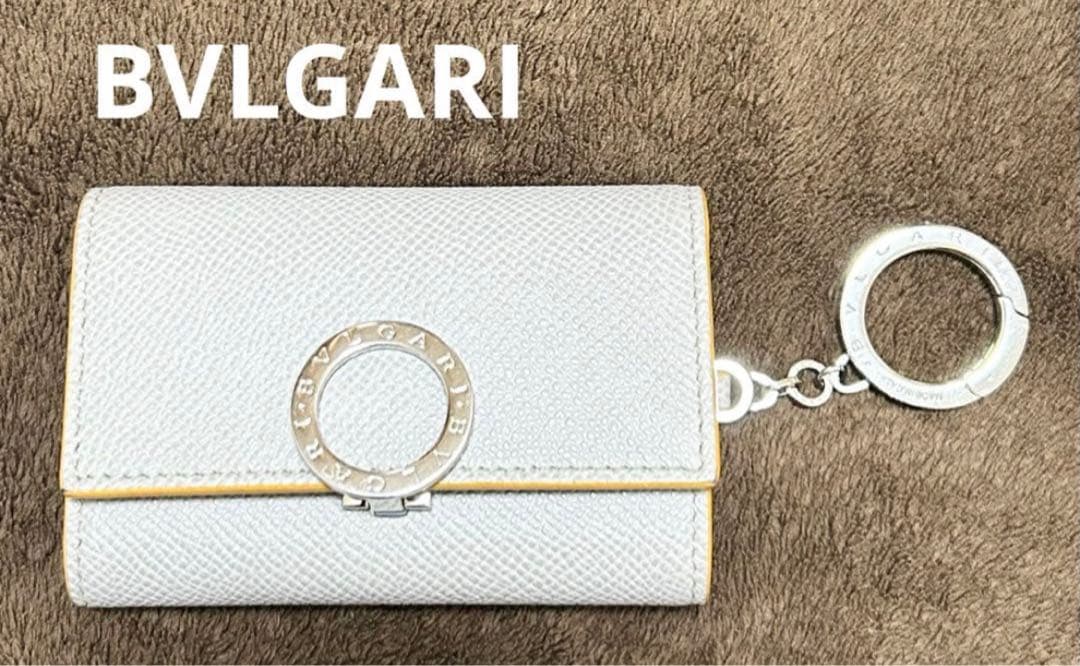 BVLGARIブルガリ　キーケース　6連　グレー　ベージュ　キーリング