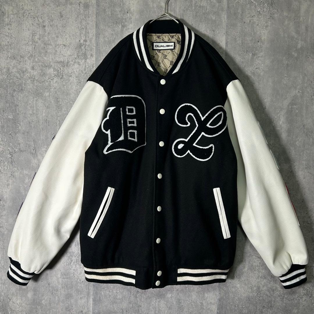 完売品 DUALISM multi font varsity jacket