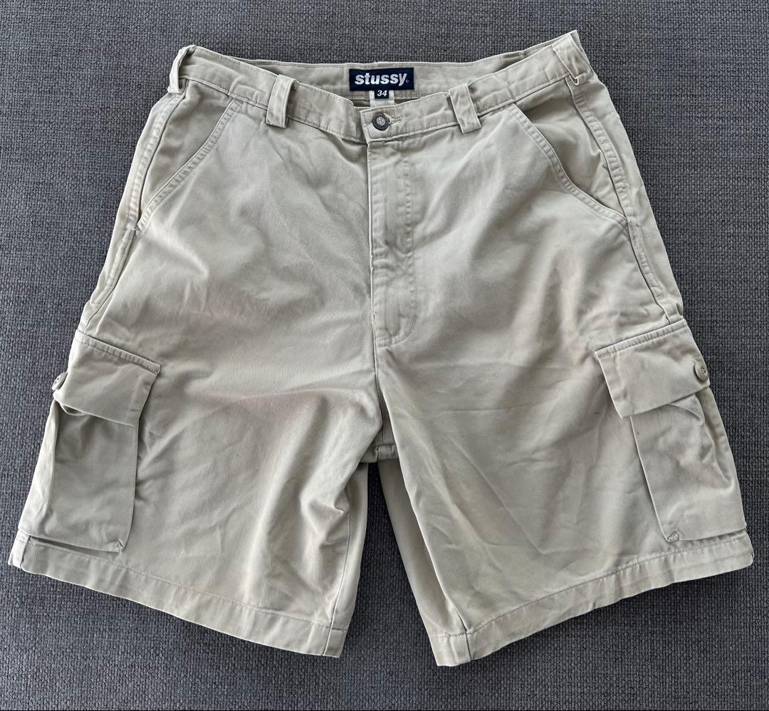 希少 95年 OLD STUSSY CARGO SHORTS 34インチ Ｌ