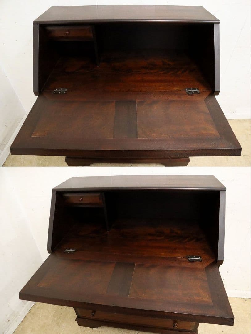 【松本民芸家具】 T型ライティングビューローデスク机ミズメザクラ無垢