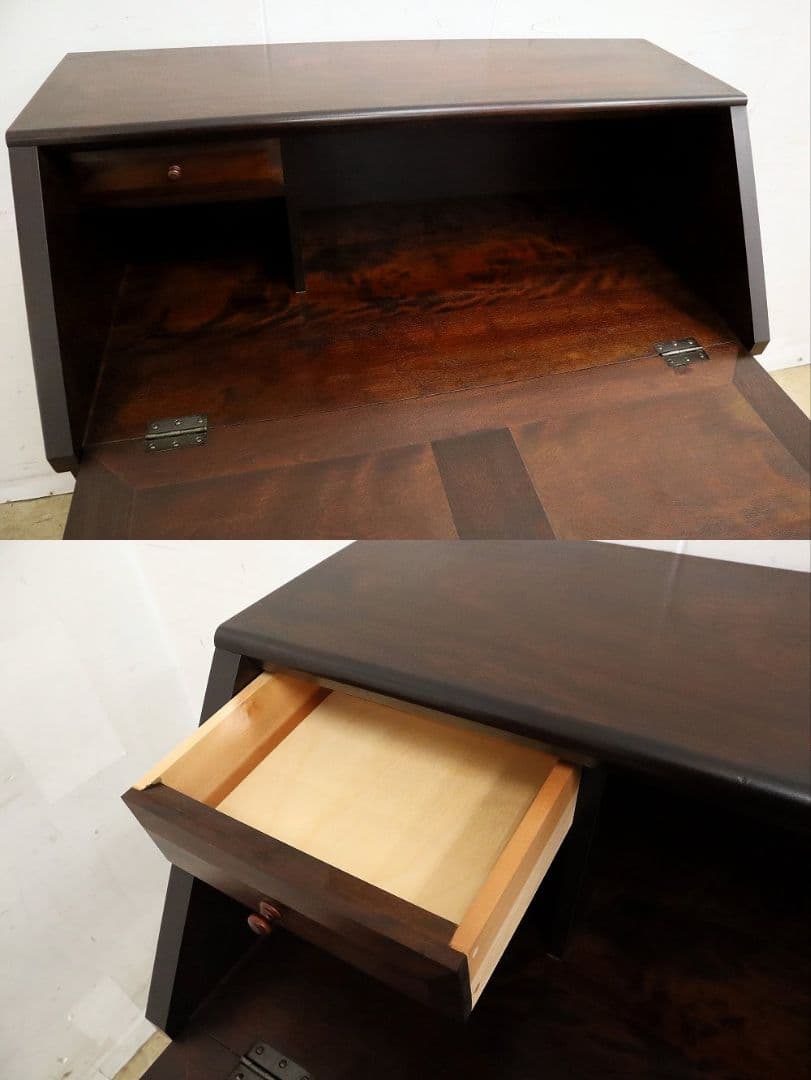 【松本民芸家具】 T型ライティングビューローデスク机ミズメザクラ無垢